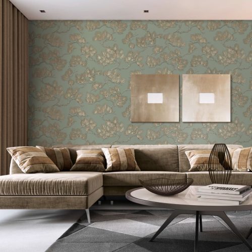 DUTCH WALLCOVERINGS zöld fenyőmintás tapéta