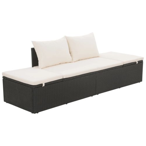 vidaXL fekete polyrattan kerti ágy 195 x 60 cm