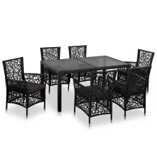   vidaXL 7-darabos fekete kültéri polyrattan étkezőgarnitúra