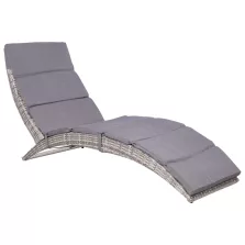   vidaXL szürke összecsukható polyrattan napozóágy párnával