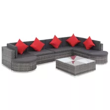   vidaXL 8-részes szürke polyrattan kerti bútorszett párnákkal