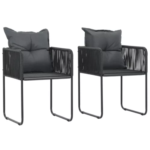 vidaXL 2 db fekete polyrattan kültéri szék párnával