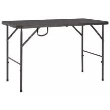   vidaXL barna rattan hatású HDPE összecsukható kerti asztal 120x60x74cm