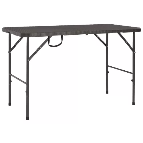 vidaXL barna rattan hatású HDPE összecsukható kerti asztal 120x60x74cm