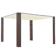   vidaXL barna és krémszínű polyrattan pavilon tetővel 300x300x200 cm