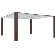   vidaXL barna és krémszínű polyrattan pavilon tetővel 400x400x200 cm 