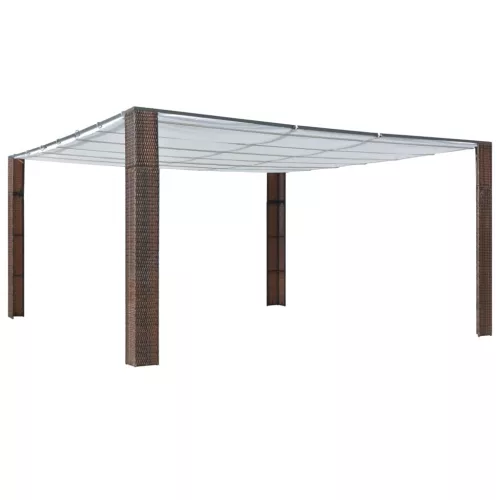 vidaXL barna és krémszínű polyrattan pavilon tetővel 400x400x200 cm 