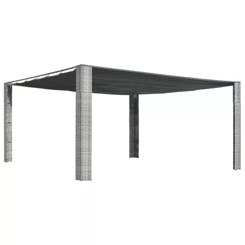 vidaXL szürke és antracit polyrattan pavilon tetővel 400x400x200 cm
