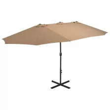   vidaXL tópszínű kültéri napernyő alumíniumrúddal 460 x 270 cm