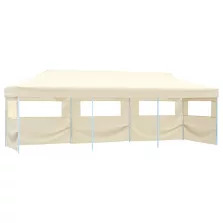   vidaXL krémszínű összecsukható rendezvénysátor 5 oldalfallal 3 x 9 m