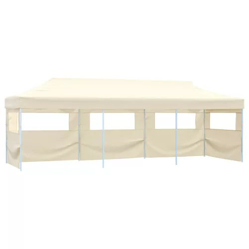 vidaXL krémszínű összecsukható rendezvénysátor 5 oldalfallal 3 x 9 m