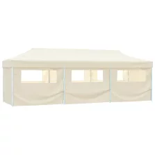   vidaXL krémszínű összecsukható rendezvénysátor 8 oldalfallal 870x291x315 cm