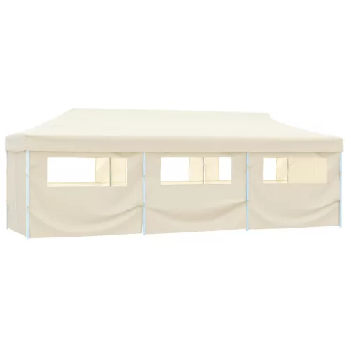 vidaXL krémszínű összecsukható rendezvénysátor 8 oldalfallal 870x291x315 cm