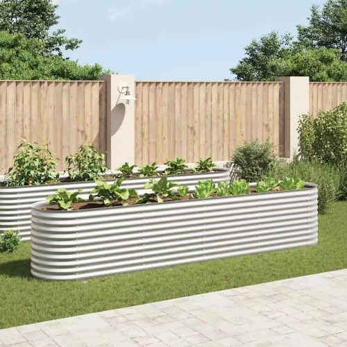 vidaXL ezüstszínű horganyzott acél kerti magaságyás 400 x 80 x 81 cm