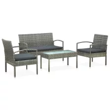   vidaXL 4 részes szürke polyrattan kerti ülőgarnitúra párnákkal