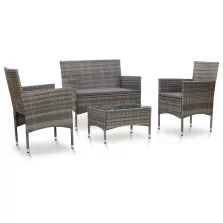   vidaXL 4 részes szürke polyrattan kerti ülőgarnitúra párnákkal