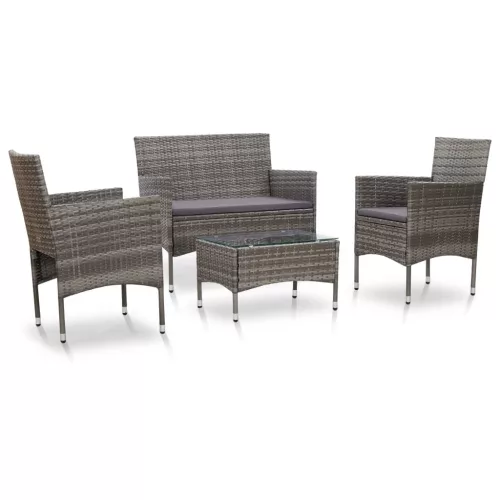 vidaXL 4 részes szürke polyrattan kerti ülőgarnitúra párnákkal