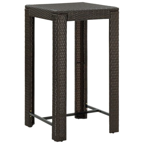 vidaXL barna polyrattan kerti bárasztal 60,5 x 60,5 x 110,5 cm