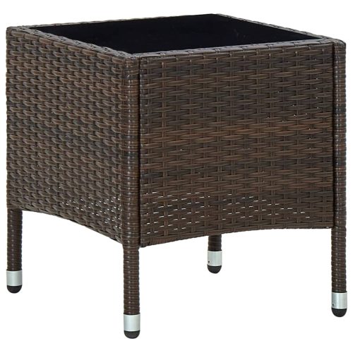 vidaXL barna polyrattan kerti asztal 40 x 40 x 45 cm