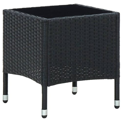 vidaXL fekete polyrattan kerti asztal 40 x 40 x 45 cm