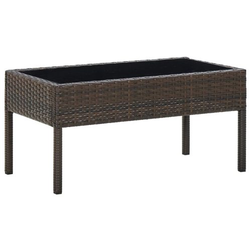 vidaXL barna polyrattan kerti asztal 75 x 40 x 37 cm