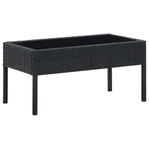 vidaXL fekete polyrattan kerti asztal 75 x 40 x 37 cm