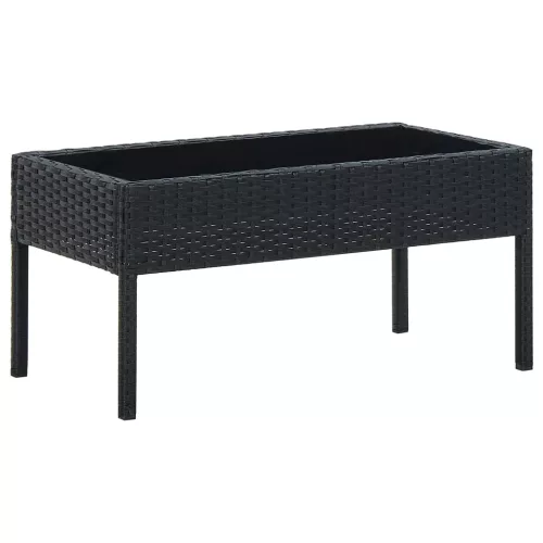 vidaXL fekete polyrattan kerti asztal 75 x 40 x 37 cm
