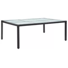   vidaXL fekete polyrattan kültéri étkezőasztal 200 x 150 x 74 cm