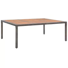   vidaXL szürke polyrattan és akácfa kerti asztal 200 x 150 x 74 cm