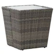   vidaXL szürke polyrattan és edzett üveg teázóasztal 41,5x41,5x43 cm