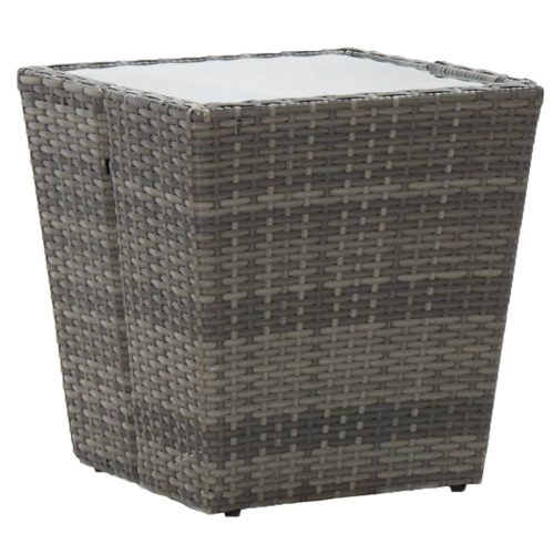 vidaXL szürke polyrattan és edzett üveg teázóasztal 41,5x41,5x43 cm