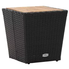  vidaXL fekete polyrattan és tömör akácfa teázóasztal 41,5x41,5x43 cm