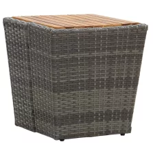   vidaXL szürke polyrattan és tömör akácfa teázóasztal 41,5x41,5x43 cm