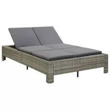   vidaXL kétszemélyes szürke polyrattan napozóágy párnával