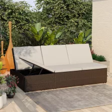   vidaXL barna polyrattan átalakítható napozóágy párnával