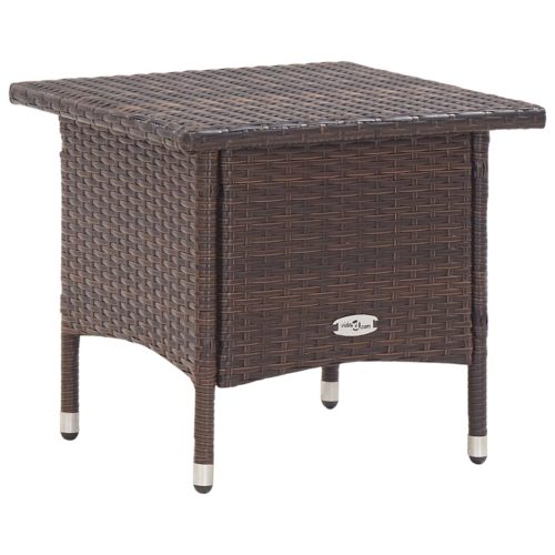 vidaXL barna polyrattan teázóasztal 50 x 50 x 47 cm