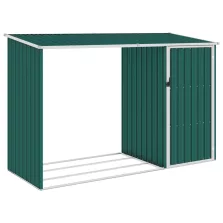   vidaXL zöld horganyzott acél kerti tűzifatároló 245 x 98 x 159 cm