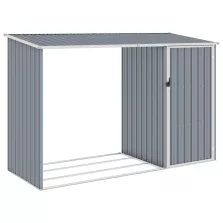   vidaXL szürke horganyzott acél kerti tűzifatároló 245 x 98 x 159 cm