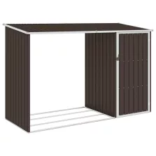   vidaXL barna horganyzott acél kerti tűzifatároló 245 x 98 x 159 cm