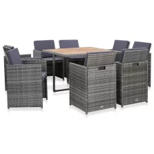   vidaXL 9 részes antracitszürke polyrattan étkezőszett párnákkal