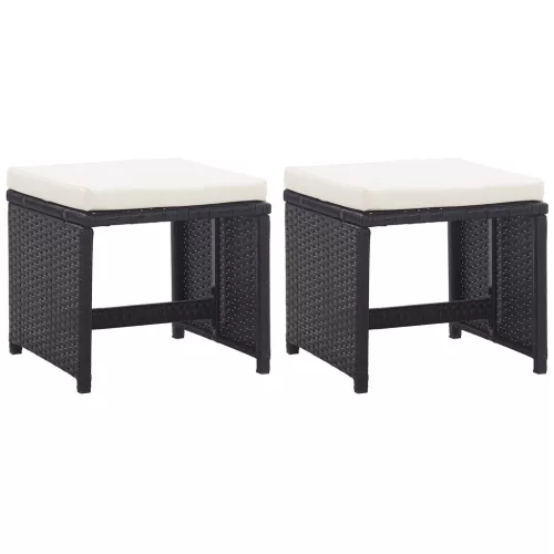 vidaXL 2 db fekete polyrattan kerti ülőke párnával