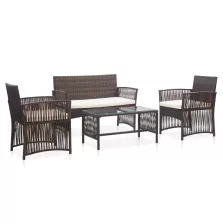   vidaXL 4-részes barna  kerti polyrattan bútorszett párnákkal