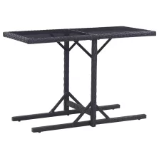   vidaXL fekete polyrattan és üveglapos kerti asztal 110 x 53 x 72 cm