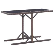   vidaXL barna polyrattan és üveglapos kerti asztal 110 x 53 x 72 cm