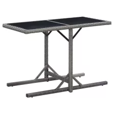   vidaXL antracitszürke polyrattan és üveglapos kerti asztal 110x53x72cm