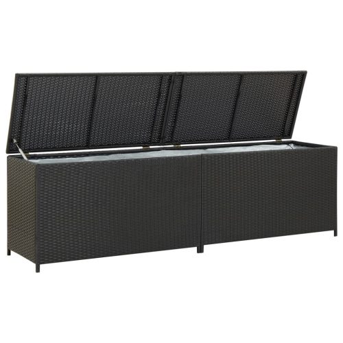 vidaXL fekete kerti polyrattan tárolóláda 200 x 50 x 60 cm