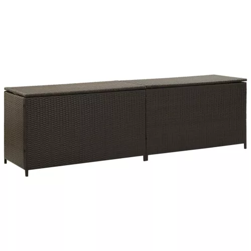 vidaXL barna polyrattan kerti tárolóláda 200 x 50 x 60 cm