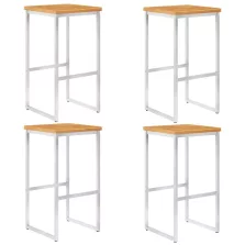 vidaXL 4 db tömör akácfa és rozsdamentes acél bárszék