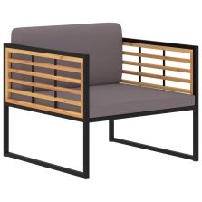   vidaXL 2 db sötétszürke kerti tömör akácfa szék párnákkal