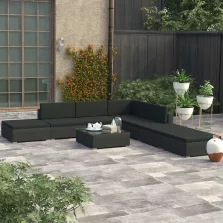   vidaXL 8-részes fekete polyrattan kerti bútorszett párnákkal